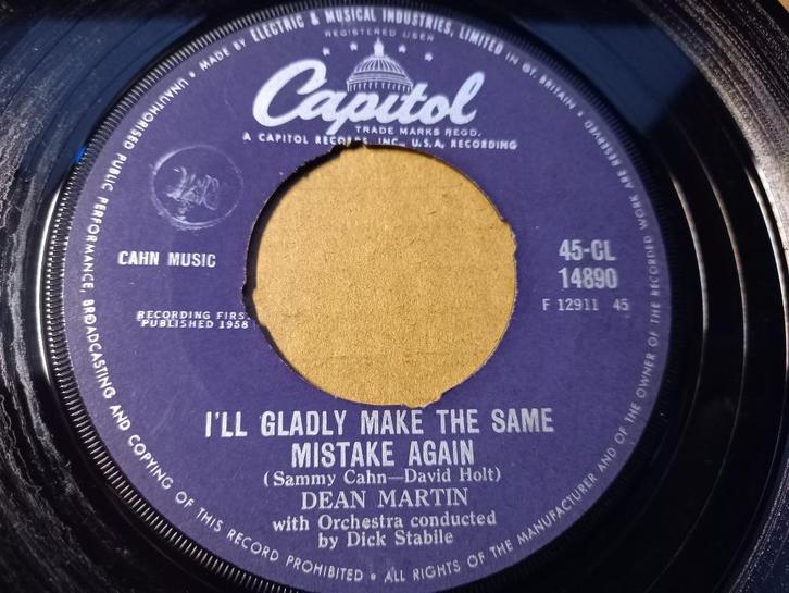 Dean Martin ‎– I'll Gladly Make The Same Mistake Again '7, CD & DVD, Vinyles Singles, Utilisé, Single, Jazz et Blues, 7 pouces