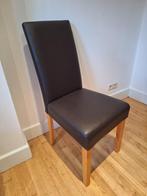 6 eetkamerstoelen in bruin kunstleer, Huis en Inrichting, Stoelen, Ophalen, Gebruikt, Bruin, Hout