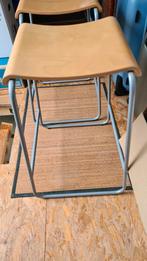 2 barkrukken hout en metaal, Avec repose-pieds, 2 tabourets, Comme neuf, Enlèvement