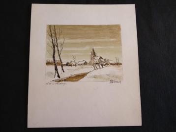 Origineel Aquarel ' Het Witte Dorp' Jan Hermus Mechelen  beschikbaar voor biedingen