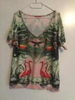 Smash t-shirt jungle / flamingo met open schouders maat L, Kleding | Dames, T-shirts, Maat 42/44 (L), Smash, Ophalen of Verzenden