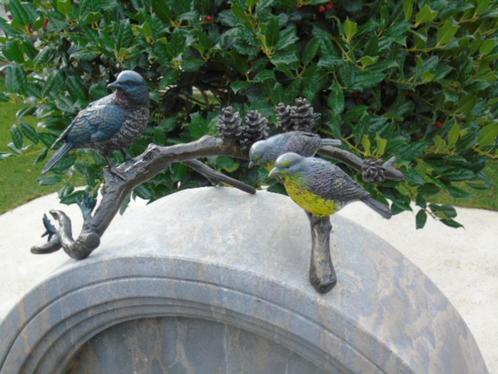 bronzen beeld van een vogel (3) op een tak..., Antiek en Kunst, Antiek | Brons en Koper, Brons, Ophalen