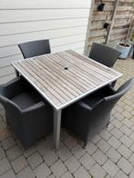 Tuintafel met 4 stoelen, Tuin en Terras, Tuinsets en Loungesets, Ophalen, Zo goed als nieuw