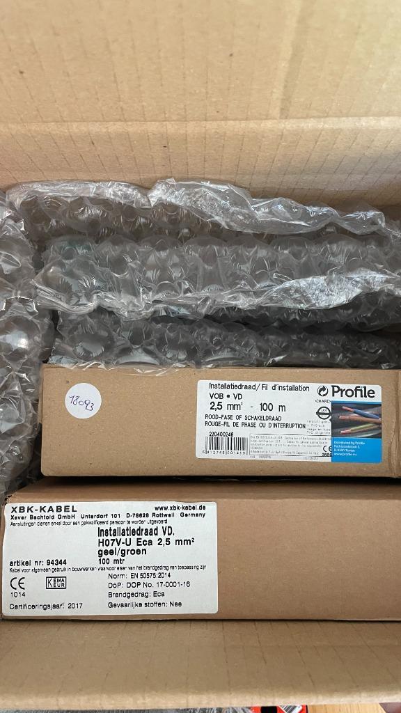Elektrisch draad VOB 2,5mm2, Doe-het-zelf en Bouw, Elektriciteit en Kabels, Nieuw, Kabel of Snoer, Ophalen