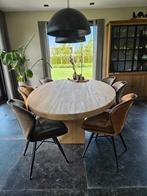 Ovale gezandstraalde greywash beits tafel, Huis en Inrichting, Tafels | Eettafels, Ophalen, Zo goed als nieuw