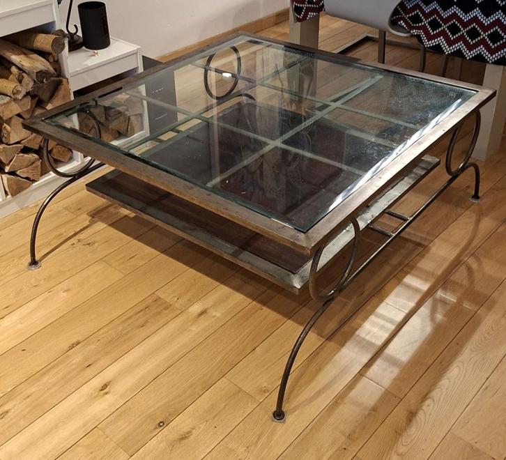 Woonkamertafel 1 m x 1 m, Huis en Inrichting, Tafels | Salontafels, Gebruikt, Minder dan 50 cm, 50 tot 100 cm, 50 tot 100 cm, Vierkant