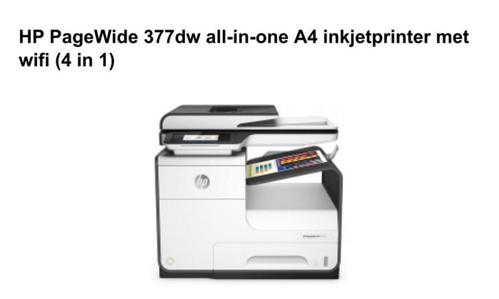 HP PageWide 377dw all-in-one A4 inktjetprinter met wifi 4in1, Computers en Software, Printers, Printer, Ophalen