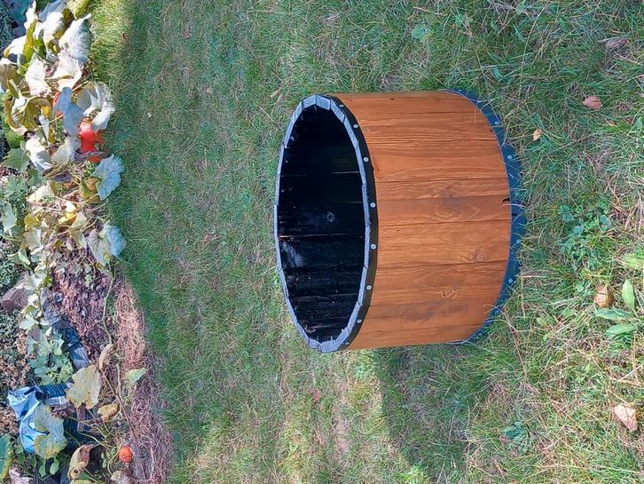 houten bloemrand en ton, Tuin en Terras, Bloempotten, Nieuw, Binnen, Rond, Ophalen