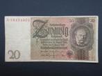 20 Reichsmark 1929 Allemagne p-181a (01) WW2, Envoi, Billets en vrac, Allemagne
