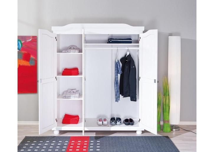 Massief grenen houten kledingkast. Wit of Natuur, Huis en Inrichting, Kasten | Kleerkasten, Nieuw, 150 tot 200 cm, 150 tot 200 cm
