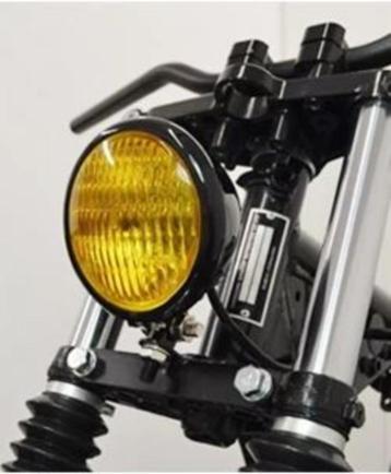 Koplamp classic look cafe racer bobber scrambler geel onder