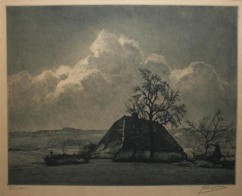 Jan De Cooman (1893-1949): Wolkentorens (67 x 54 cm), Antiek en Kunst, Kunst | Etsen en Gravures, Ophalen of Verzenden