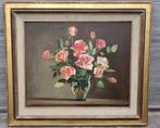 Huile sur toile fleur signe cauchie, Ophalen of Verzenden