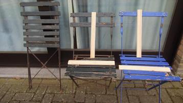 3 vintage plooibare tuinstoelen / bistrostoelen beschikbaar voor biedingen
