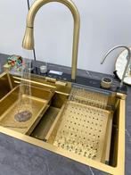 Gouden multifunctionele spoelbak met waterval, LED en, Ophalen of Verzenden, Nieuw