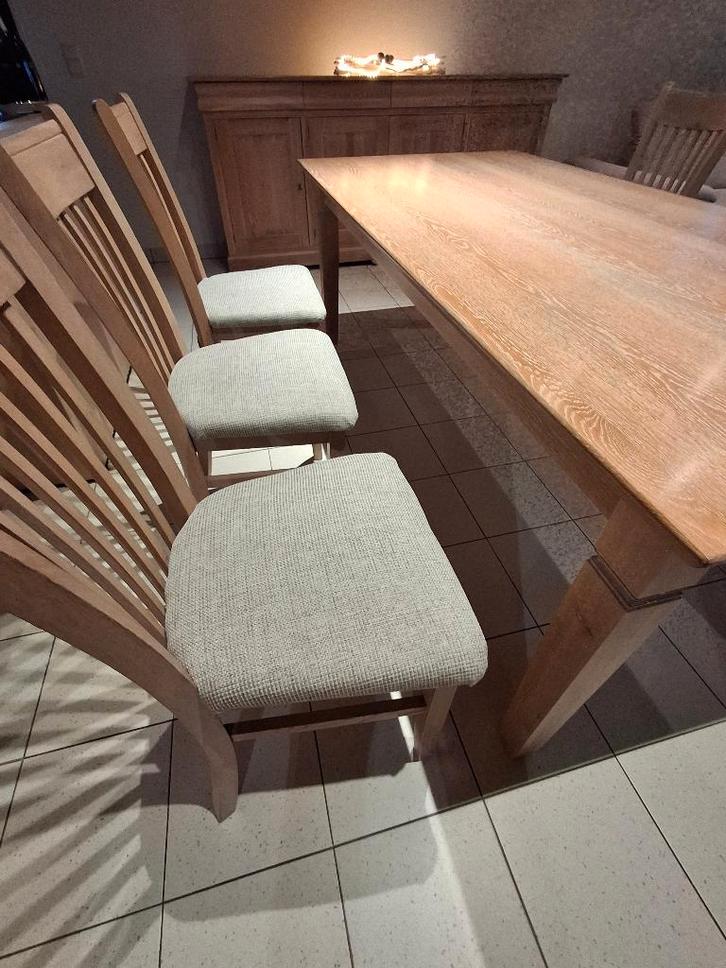 Tafel met 6 stoelen, Huis en Inrichting, Tafels | Eettafels, Gebruikt, 100 tot 150 cm, 200 cm of meer, Vijf personen of meer, Rechthoekig