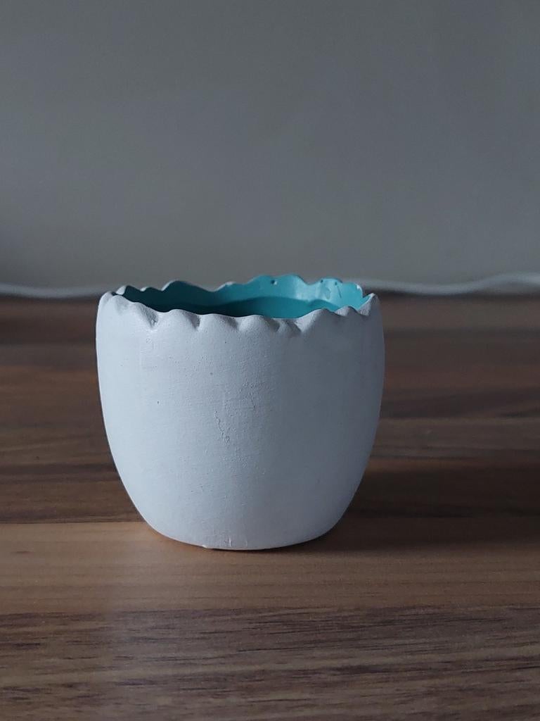 Cache pot ou photophore en forme de coquille d'œuf Pâques, Jardin & Terrasse, Pots de fleurs, Comme neuf, Enlèvement ou Envoi