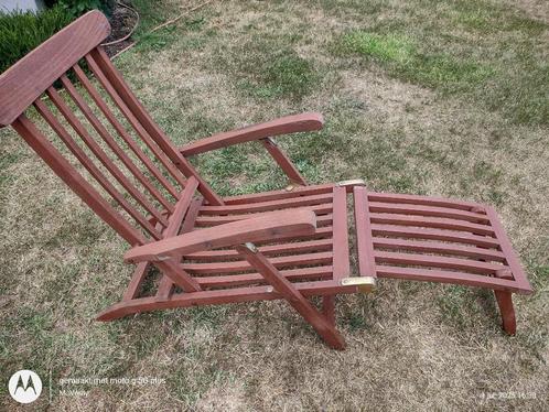 Houten deckchair, Tuin en Terras, Ligbedden, Gebruikt, Hout, Inklapbaar, Verstelbaar, Ophalen