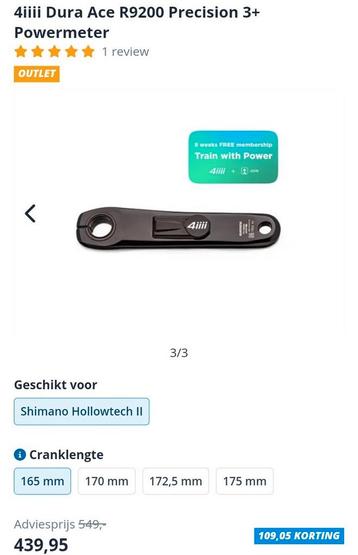 Dura-Ace 9200 4iiii powermeter links 165mm, Enlèvement ou Envoi, Comme neuf