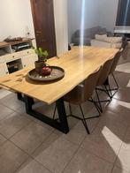 Tafel, bank, 5 leather look cognac stoelen, Huis en Inrichting, Tafels | Eettafels, Ophalen, Nieuw