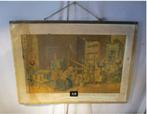 Antieke Schoolkaart 'Het maken van Kaas' - 75x55, Antiek en Kunst, Antiek | Schoolplaten, Ophalen of Verzenden, Geschiedenis