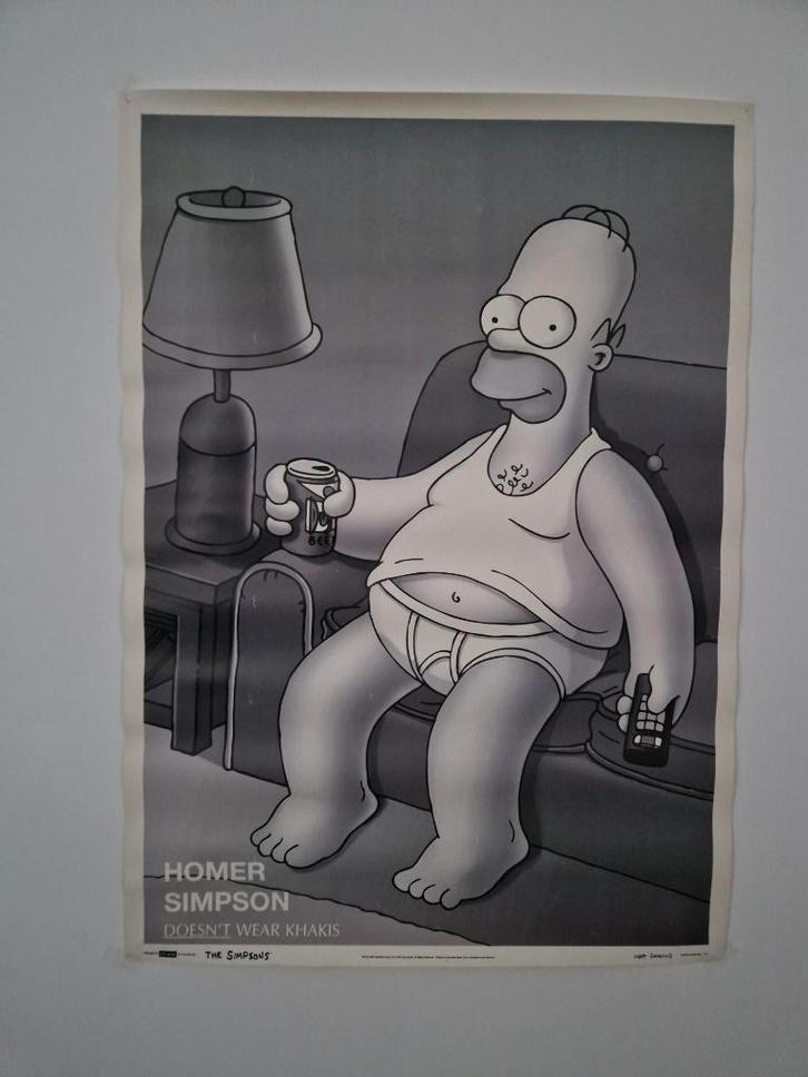 Vintage jaren 2003 Homer Simpson Scarface Poster, Verzamelen, Foto's en Prenten, Zo goed als nieuw, Prent, Ophalen