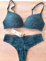 Setje kant donkergroen, Kleding | Dames, Ondergoed en Lingerie, Verzenden, Groen, Setje