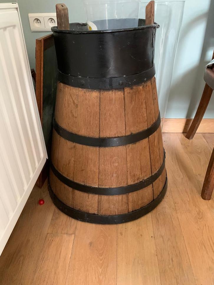 Oude eiken boterton Karne om boter zelf te maken Met verschi, Antiek en Kunst, Curiosa en Brocante, Ophalen