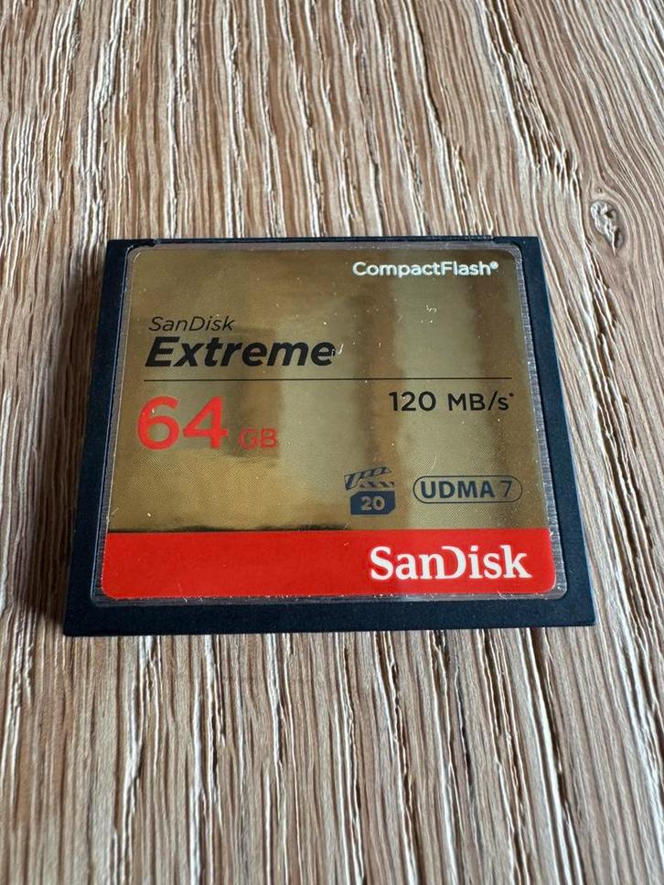 Sandisk Carte Compact Flash Extreme 64GB (120/85MB/s), Audio, Tv en Foto, Foto | Geheugenkaarten, Compact Flash (CF), 64 GB, Fotocamera