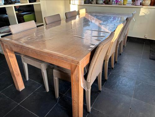 Eiken tafel met 8 stoelen + zeteltje (Vincent Sheppard), Huis en Inrichting, Tafels | Eettafels, Zo goed als nieuw, Ophalen