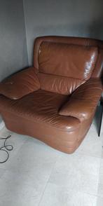 cognac kleurige lederen fauteuil, Enlèvement, Utilisé