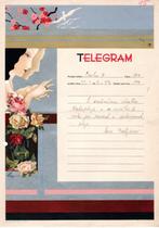 CESKOSLOVENSKO : 1938 : Telegram – Travelled : ART NOUVEAU,, Postzegels en Munten, Ophalen of Verzenden, Overige landen, Gestempeld