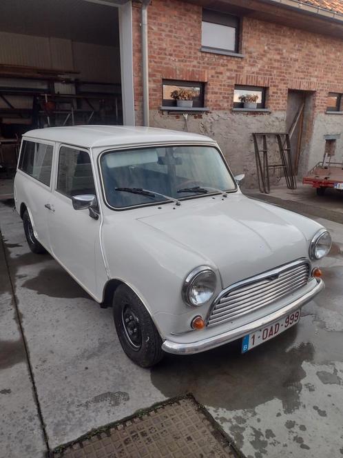 Mini Estate 1980, Auto's, Oldtimers, Particulier, Mini, Benzine, Break, 3 deurs, Handgeschakeld, Wit, Zwart, Kunstmatig leder