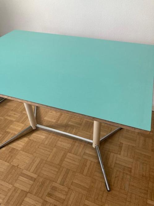 Table, Huis en Inrichting, Tafels | Eettafels, Gebruikt, 50 tot 100 cm, 100 tot 150 cm, Rechthoekig, Overige houtsoorten, Metaal