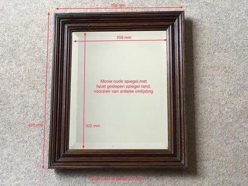Antieke facet spiegel in gelijst, Antiek en Kunst, Antiek | Spiegels, Minder dan 50 cm, Minder dan 100 cm, Rechthoekig, Ophalen