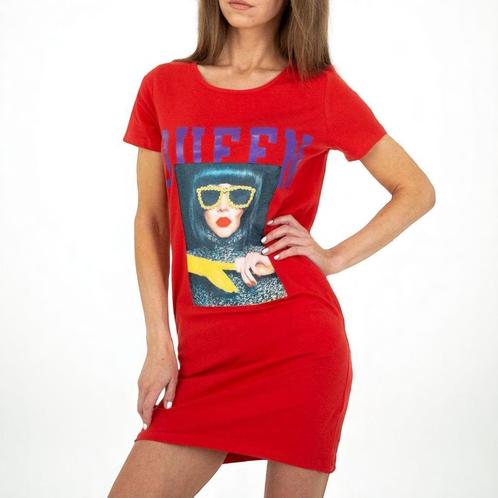 Shirt jurk Queen rood S, Kleding | Dames, Jurken, Nieuw, Maat 36 (S), Rood, Boven de knie, Verzenden