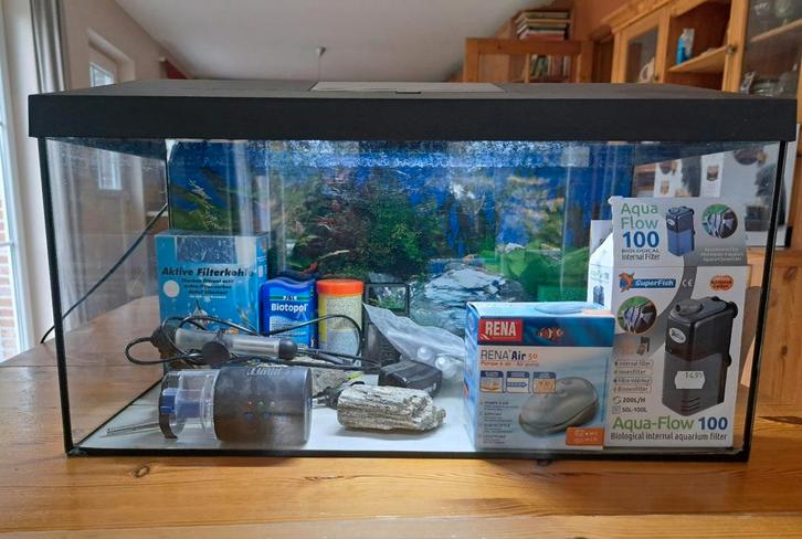Aquarium Aquael 54L complet - eau chaude ou froide, Dieren en Toebehoren, Vissen | Aquaria en Toebehoren, Gebruikt, Gevuld zoetwateraquarium
