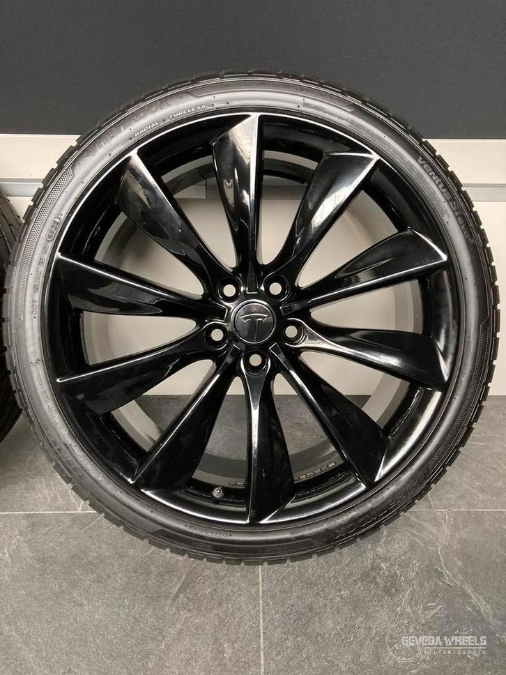 21'' originele Tesla Model S Turbine velgen + banden 5x120, Auto-onderdelen, Banden en Velgen, Banden en Velgen, Zomerbanden, 21 inch