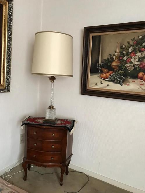 Vintage tafellamp met kristallen voet, Huis en Inrichting, Lampen | Tafellampen, Zo goed als nieuw, Ophalen