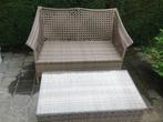 Wicker bankje en tafeltje, Jardin & Terrasse, Tables de jardin, Enlèvement ou Envoi, Osier