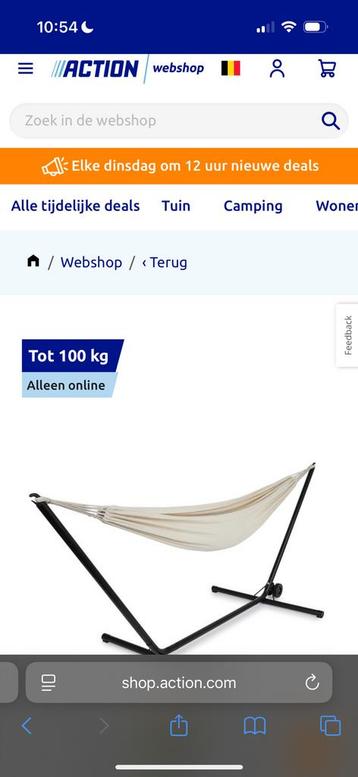 Hangmat met standaard action beschikbaar voor biedingen