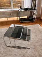 Tables gigognes vintage années 70 – chrome et verre fumé, Maison & Meubles, Tables | Tables d'appoint, Moins de 55 cm, Enlèvement