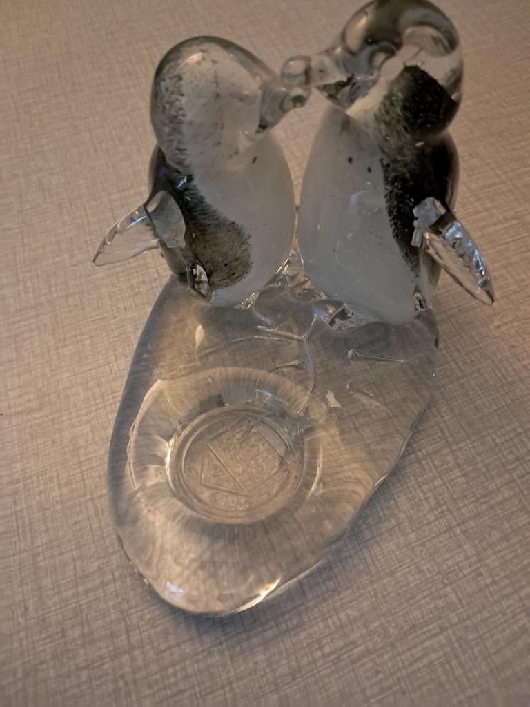 Couple de pingouins en verre, bougeoir., Enlèvement ou Envoi