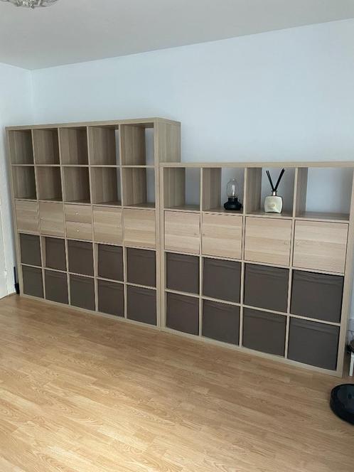 2 Ikea Kallax kasten (5x5 en 4x4), Huis en Inrichting, Kasten | Boekenkasten, Gebruikt, Met deur(en), Ophalen