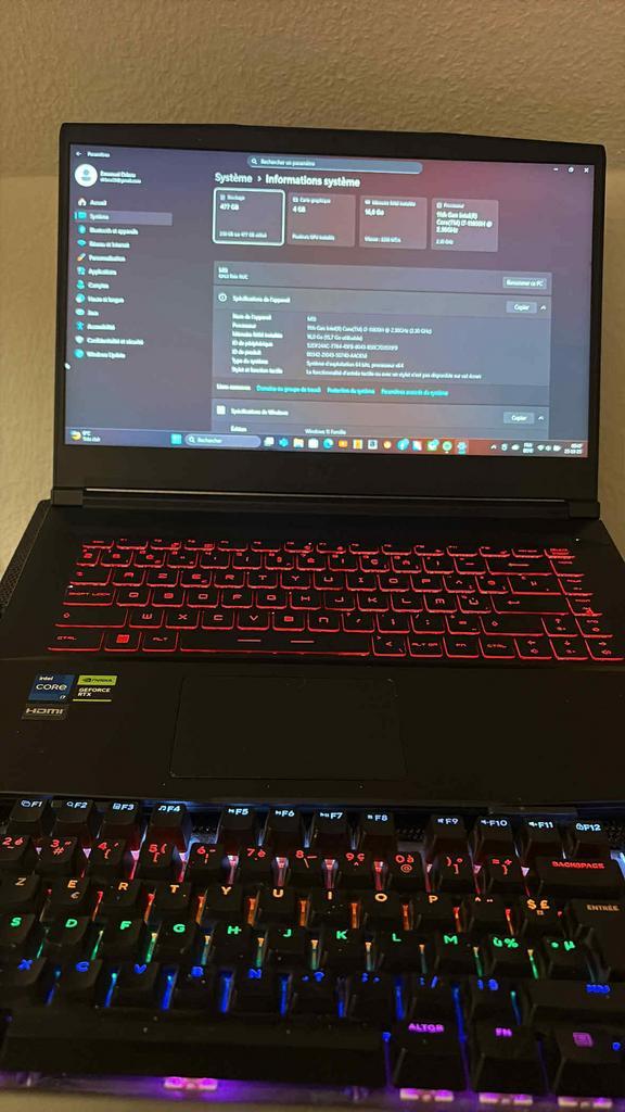 MSI GF63 Thin 11UC – i7 11e Gén, 16 Go RAM, RTX, SSD 512 Go, Computers en Software, Windows Laptops, Gebruikt, SSD, Gaming, Ophalen