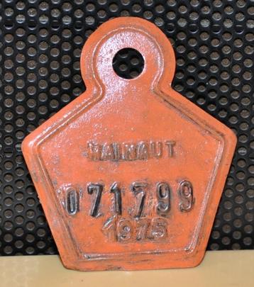 ancienne plaque de velo hainaut 1975, Enlèvement ou Envoi, Utilisé