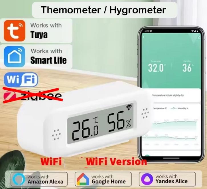 WiFi Thermometer Hygrometer met LCD-Display Draadloos, Audio, Tv en Foto, Weerstations en Barometers, Nieuw, Weerstation, Ophalen of Verzenden
