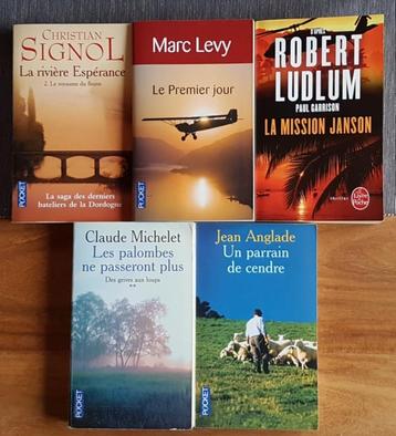 lot 5 livres romans Levy/Signol/Michelet/Anglade/Ludlum beschikbaar voor biedingen