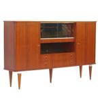 XL retro buffet bar highboard dressoir kast in teak jaren 60, Huis en Inrichting, Kasten | Vitrinekasten, Vintage design, Glas