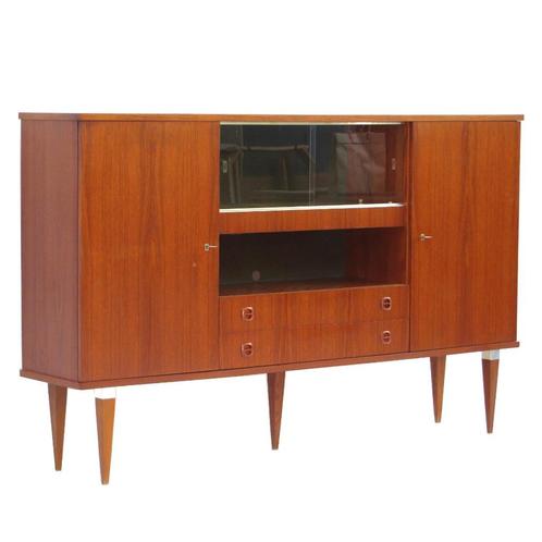 XL retro buffet bar highboard dressoir kast in teak jaren 60, Huis en Inrichting, Kasten | Vitrinekasten, Zo goed als nieuw, 100 tot 150 cm